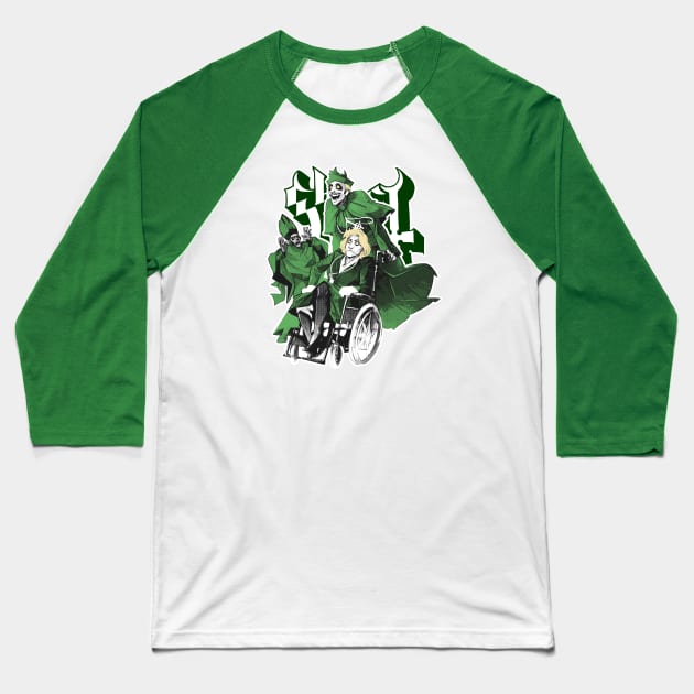 Funny Ghost Dark Green Baseball T-Shirt by Punk Fashion